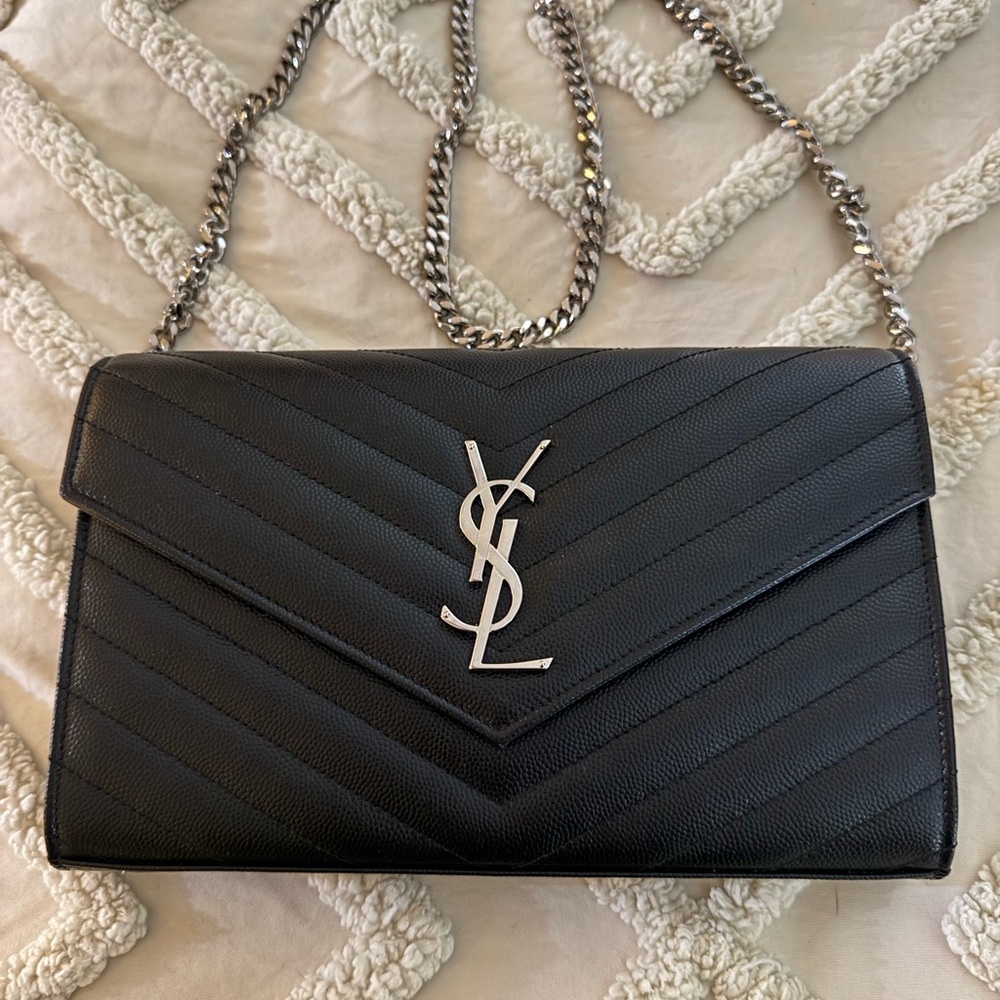 Yves Saint Laurent Black Quilted Chain Bag